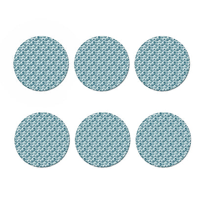 Japanese Kanagawa Wave Pattern Print Coaster Set