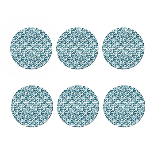 Japanese Kanagawa Wave Pattern Print Coaster Set