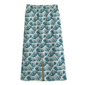 Japanese Kanagawa Wave Pattern Print Cotton Front Slit Maxi Skirt