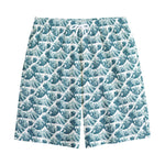 Japanese Kanagawa Wave Pattern Print Cotton Shorts