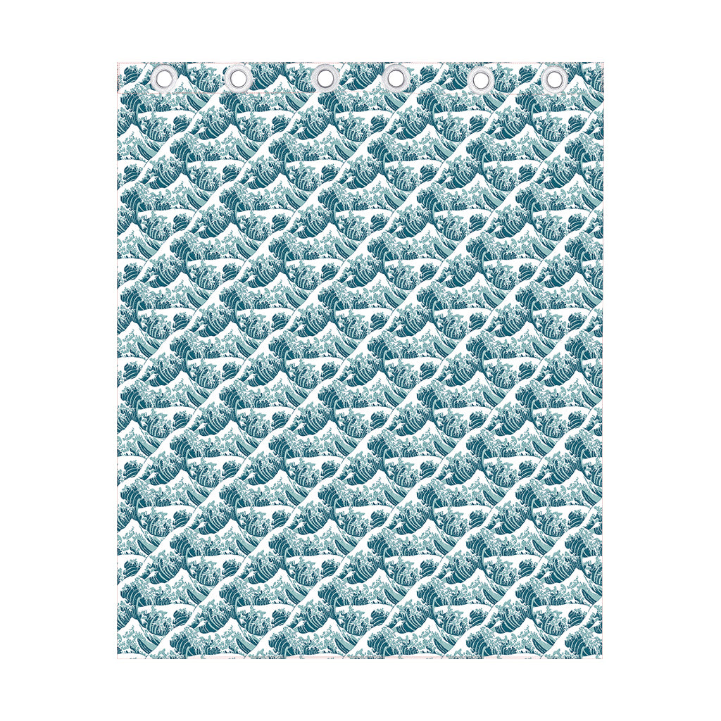 Japanese Kanagawa Wave Pattern Print Curtain