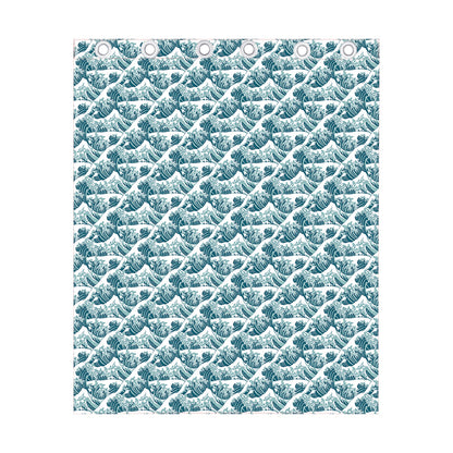 Japanese Kanagawa Wave Pattern Print Curtain