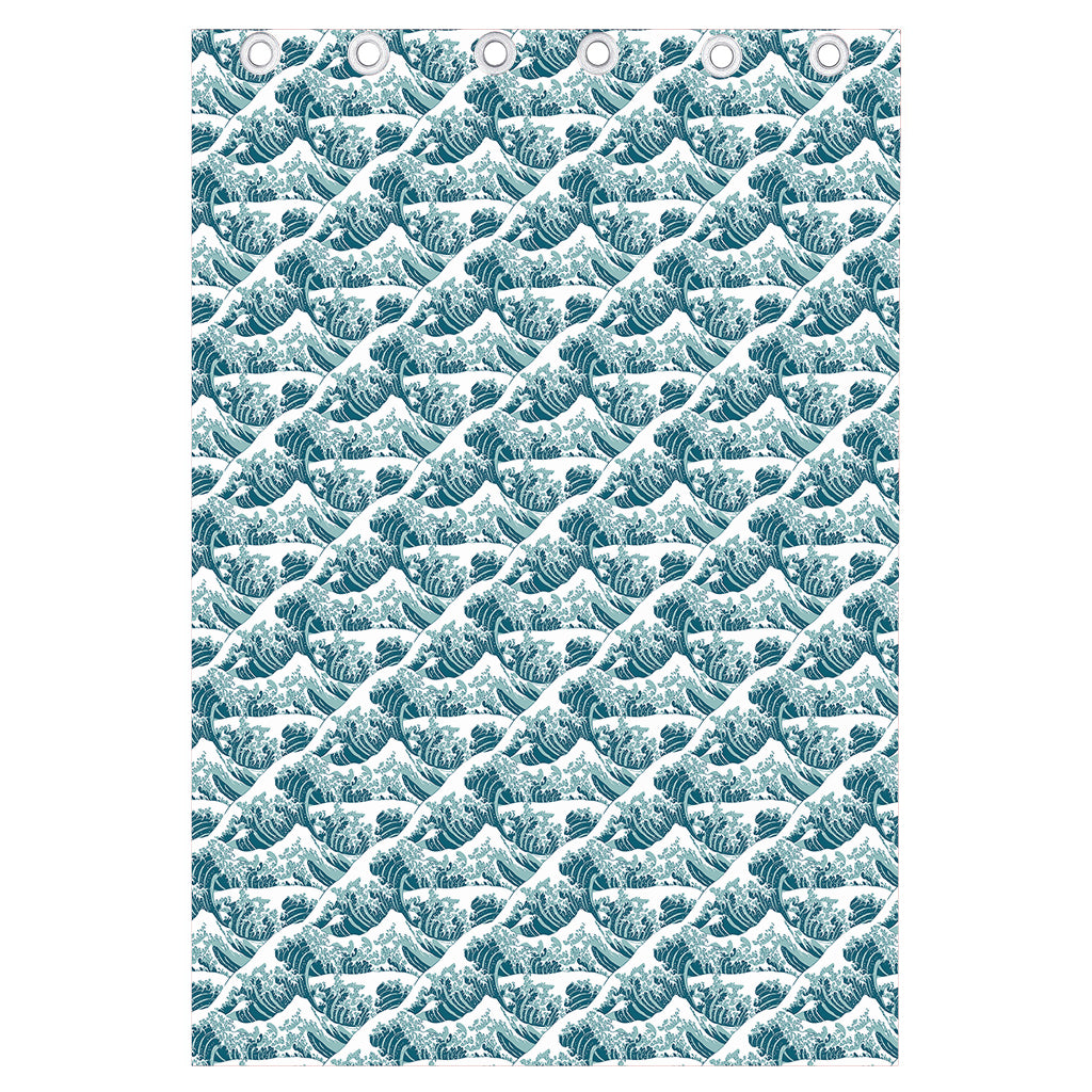 Japanese Kanagawa Wave Pattern Print Curtain