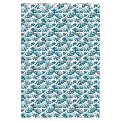 Japanese Kanagawa Wave Pattern Print Curtain