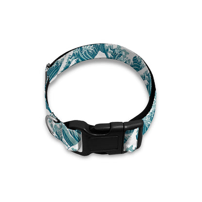 Japanese Kanagawa Wave Pattern Print Dog Collar