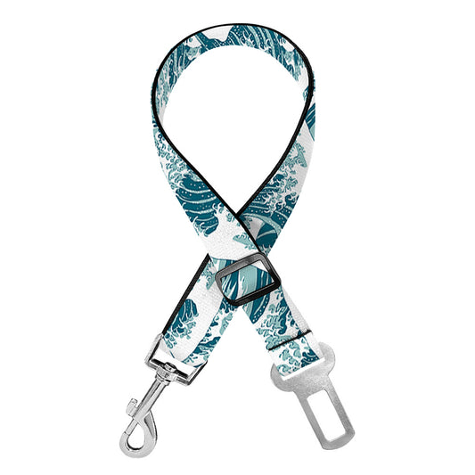 Japanese Kanagawa Wave Pattern Print Dog Seat Belt