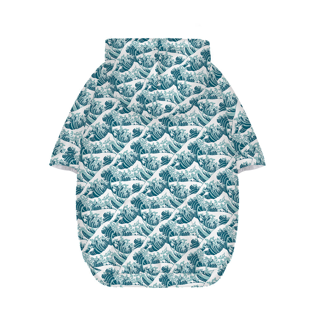 Japanese Kanagawa Wave Pattern Print Dog Zip Up Hoodie