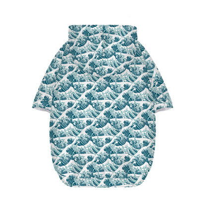 Japanese Kanagawa Wave Pattern Print Dog Zip Up Hoodie