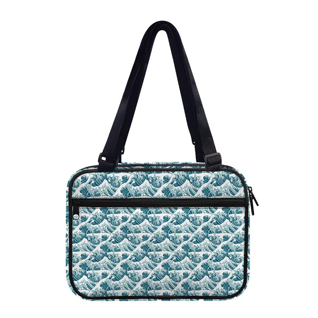 Japanese Kanagawa Wave Pattern Print Double Strap Bible Bag