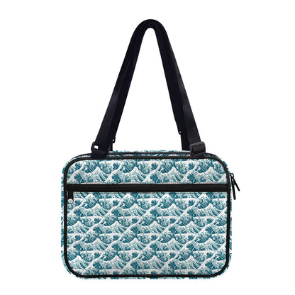 Japanese Kanagawa Wave Pattern Print Double Strap Bible Bag