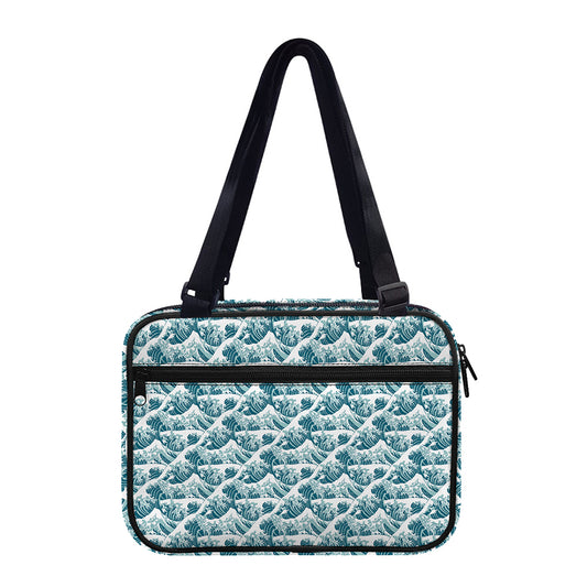 Japanese Kanagawa Wave Pattern Print Double Strap Bible Bag