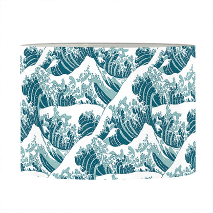 Japanese Kanagawa Wave Pattern Print Drum Lamp Shade