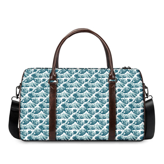 Japanese Kanagawa Wave Pattern Print Duffle Bag
