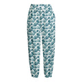Japanese Kanagawa Wave Pattern Print Fleece Lined Knit Pants
