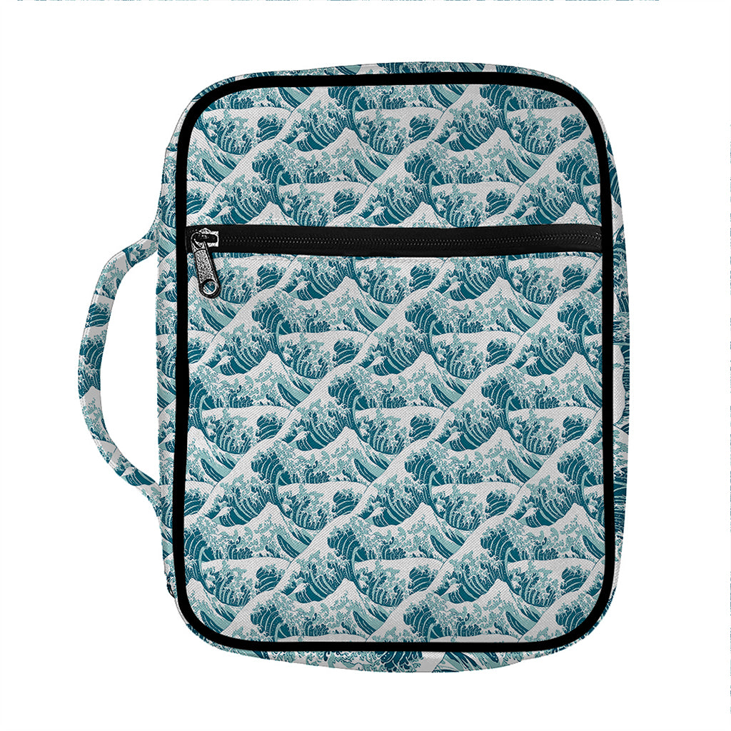 Japanese Kanagawa Wave Pattern Print Front Pocket Bible Bag