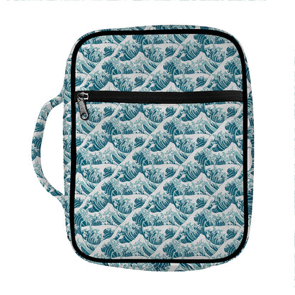 Japanese Kanagawa Wave Pattern Print Front Pocket Bible Bag