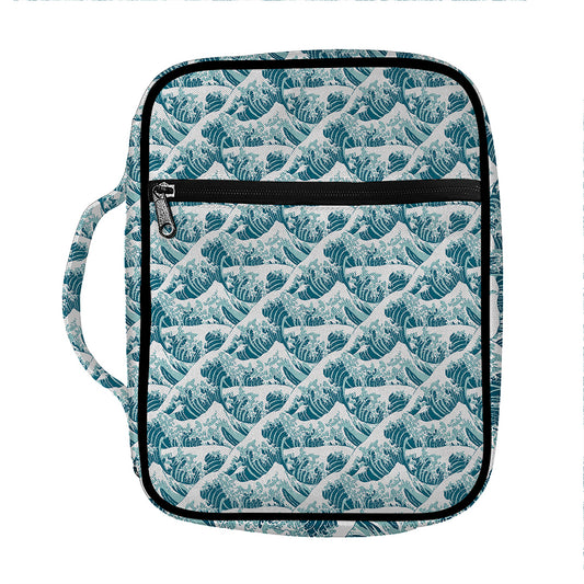 Japanese Kanagawa Wave Pattern Print Front Pocket Bible Bag