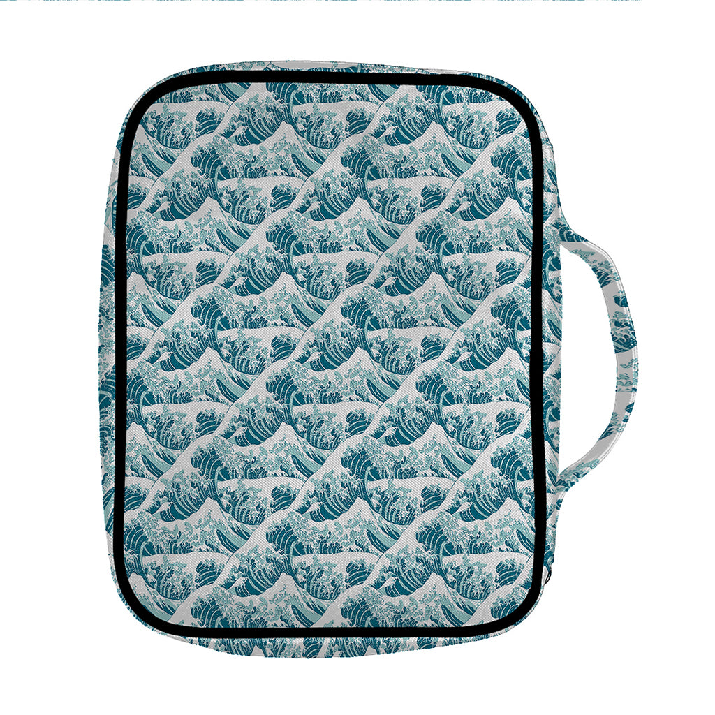 Japanese Kanagawa Wave Pattern Print Front Pocket Bible Bag