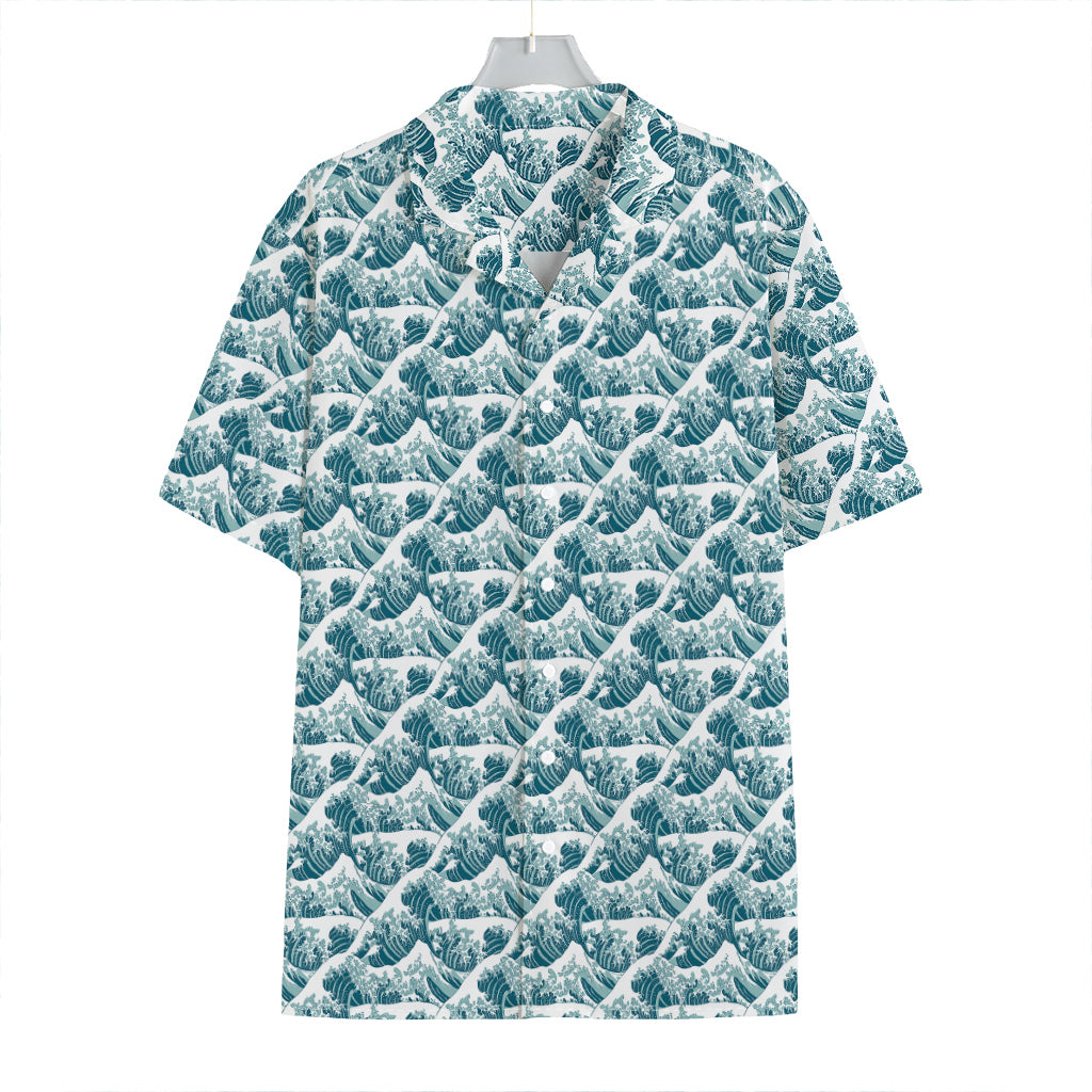 Japanese Kanagawa Wave Pattern Print Hawaiian Shirt