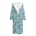 Japanese Kanagawa Wave Pattern Print Hooded Bathrobe