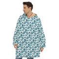 Japanese Kanagawa Wave Pattern Print Hoodie Blanket
