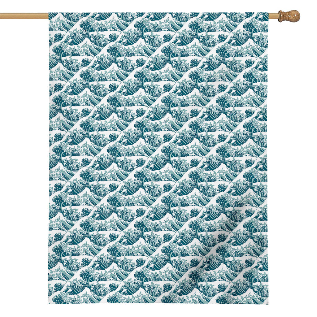 Japanese Kanagawa Wave Pattern Print House Flag