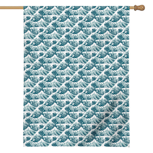 Japanese Kanagawa Wave Pattern Print House Flag