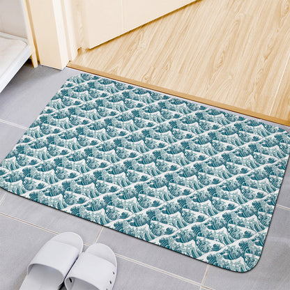 Japanese Kanagawa Wave Pattern Print Indoor Door Mat
