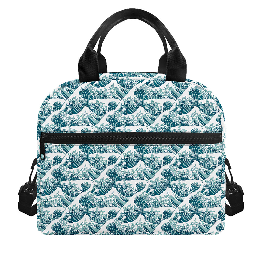 Japanese Kanagawa Wave Pattern Print Insulated Lunch Bag