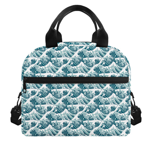 Japanese Kanagawa Wave Pattern Print Insulated Lunch Bag