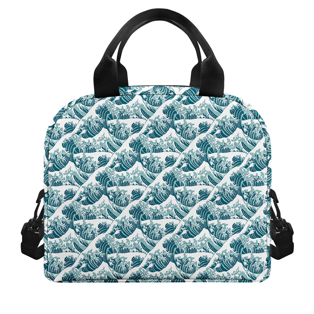 Japanese Kanagawa Wave Pattern Print Insulated Lunch Bag