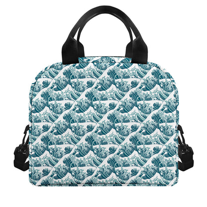 Japanese Kanagawa Wave Pattern Print Insulated Lunch Bag