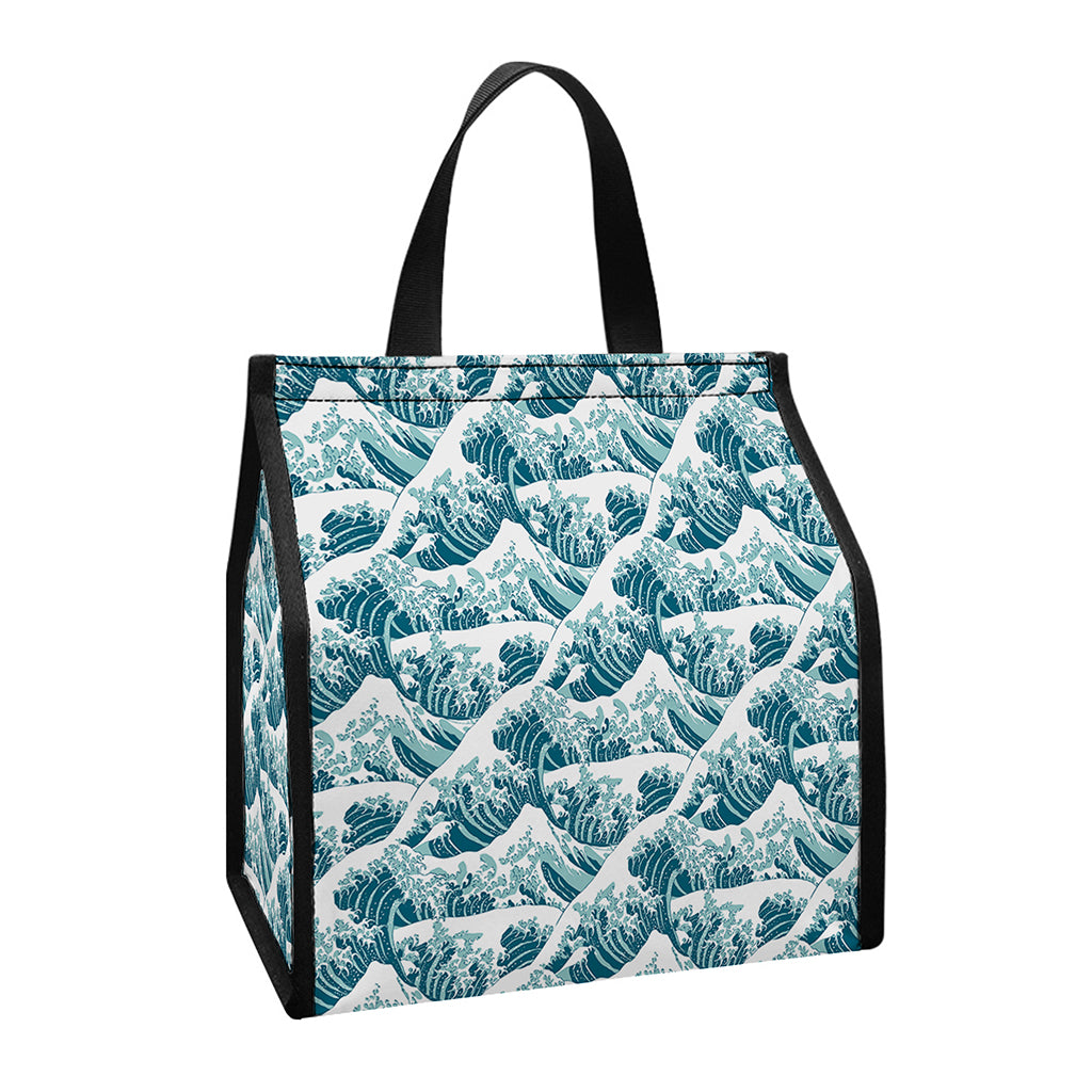 Japanese Kanagawa Wave Pattern Print Insulated Lunch Tote
