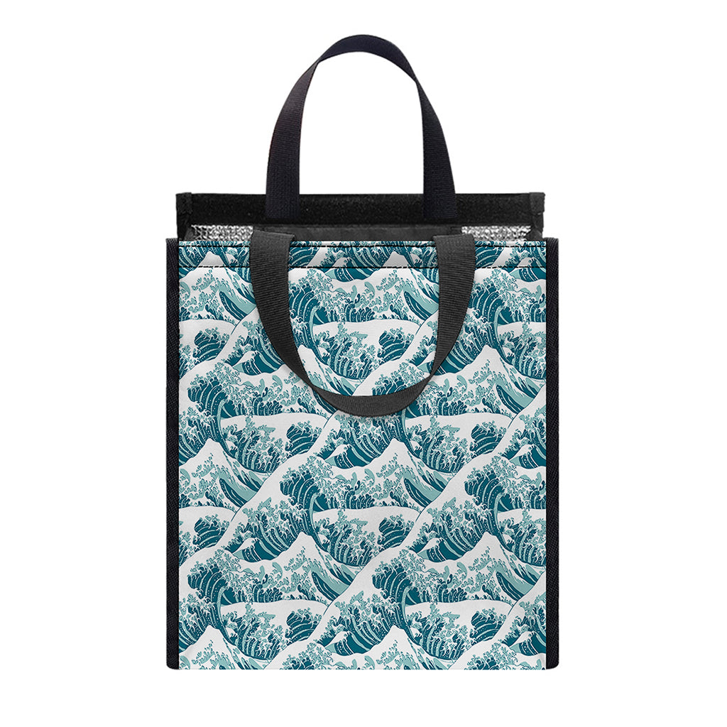 Japanese Kanagawa Wave Pattern Print Insulated Lunch Tote