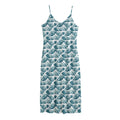 Japanese Kanagawa Wave Pattern Print Jersey Midi Cami Dress