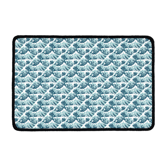 Japanese Kanagawa Wave Pattern Print Kitchen Mat