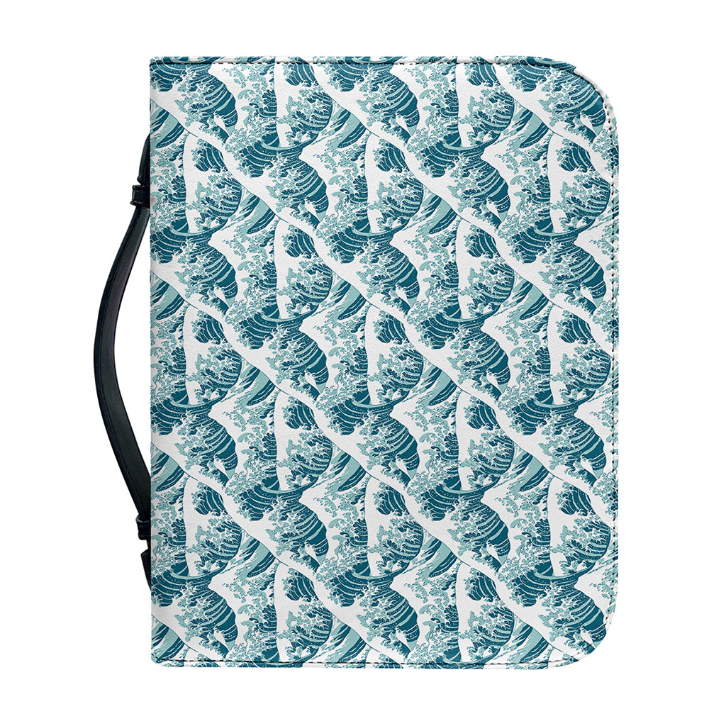 Japanese Kanagawa Wave Pattern Print Leather Bible Cover