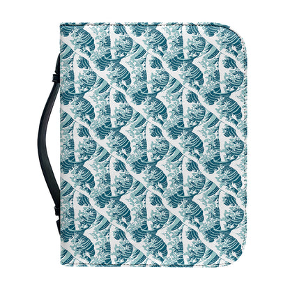 Japanese Kanagawa Wave Pattern Print Leather Bible Cover