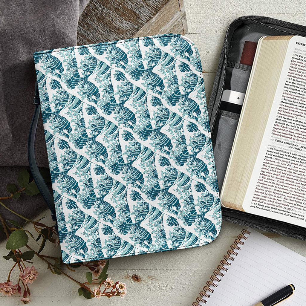 Japanese Kanagawa Wave Pattern Print Leather Bible Cover
