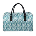 Japanese Kanagawa Wave Pattern Print Leather Duffel Bag