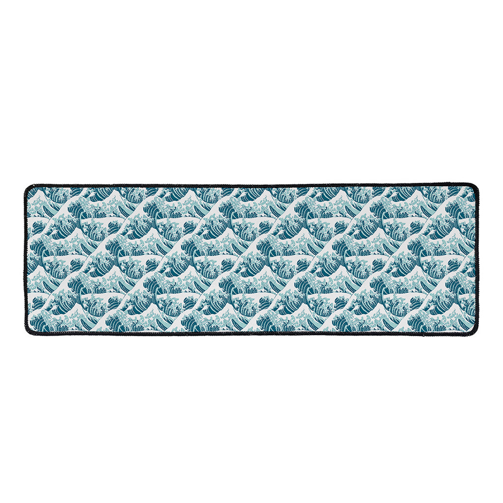 Japanese Kanagawa Wave Pattern Print Long Kitchen Mat