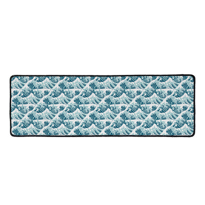 Japanese Kanagawa Wave Pattern Print Long Kitchen Mat