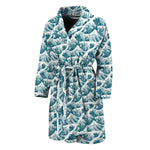 Japanese Kanagawa Wave Pattern Print Men's Bathrobe