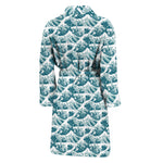 Japanese Kanagawa Wave Pattern Print Men's Bathrobe