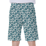 Japanese Kanagawa Wave Pattern Print Men's Beach Shorts