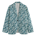 Japanese Kanagawa Wave Pattern Print Men's Blazer