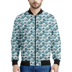 Japanese Kanagawa Wave Pattern Print Men's Bomber Jacket
