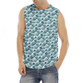 Japanese Kanagawa Wave Pattern Print Men's Fitness Tank Top