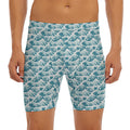 Japanese Kanagawa Wave Pattern Print Men's Long Boxer Briefs