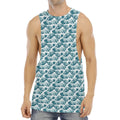 Japanese Kanagawa Wave Pattern Print Men's Muscle Tank Top